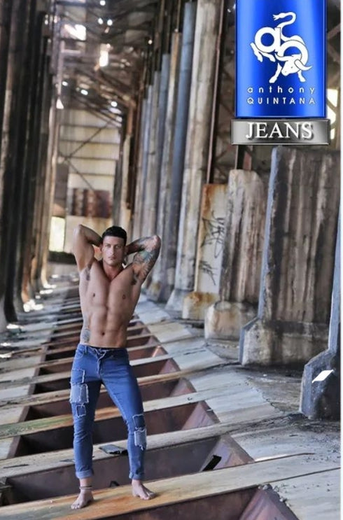 Men's AQ Patched Skinny Fit Stretch Jean "Brooklyn"